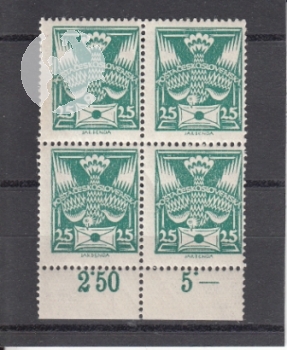 0149 O D - čtyřblok - s počítadlem dole 2,50 + 5,- ** - 1920