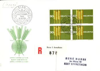 CH FDC 0771 (Viererblock) 1963 03 005 ●