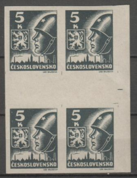 0355 a MS (4) - meziarší svisle čtyřblok 4 známkové pole ** - 1945