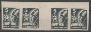 0355 a MS (4) meziarší vodorovně 4 známkové pole ** - 1945