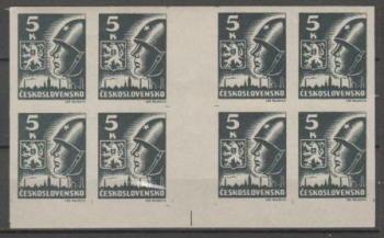 0355 a MS (8) meziarší vodorovně 8 známkových polí ** - 1945