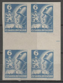 0356 MS (4) meziarší svisle čtyřblok 4 známkové pole ** - 1945