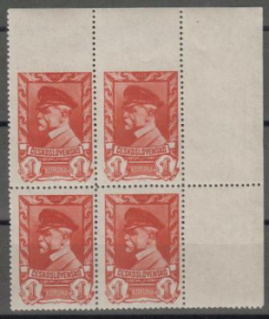 0385 čtyřblok vynechaná perforace nahoře ** - 1945