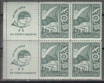 0447 - větší celek 4 známky + 2 K L ** - 1947