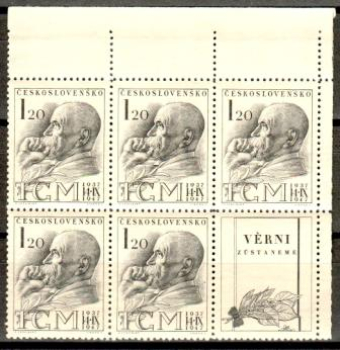 0458 VK 4 - větší celek 5 známek + 1 K P ** - 1947