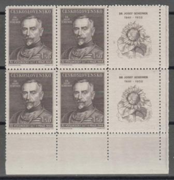 0476 větší celek 4 známky + 2 K P ** - 1948