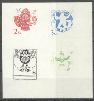 1931 + 1932 ZT zkušební tisk (2,- Kčs + 3,- Kč - mehrfarbig sh. Abbildung) - 1971