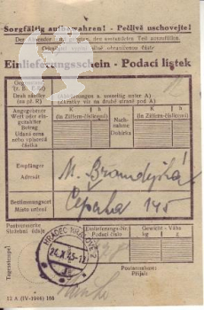 CZ 1945 00 183 ● - mit Einlieferungsschein