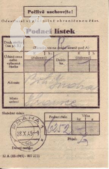 CZ 1945 10 004 ● - mit Einlieferungsschein