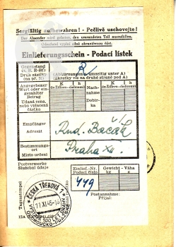 CZ 1945 11 003 ● - s podacím lístkem