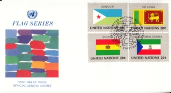 OSN New York FDC 0373 / 0388 - přítisk "GENEVA" Viererblock ● - 1981