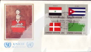 UNO New York FDC 0553 / 0568 Viererblock ● - 1988