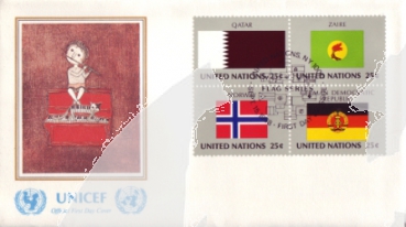 UNO New York FDC 0553 / 0568 Viererblock ● - 1988