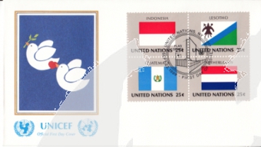 UNO New York FDC 0579 / 0594 Viererblock ● - 1989