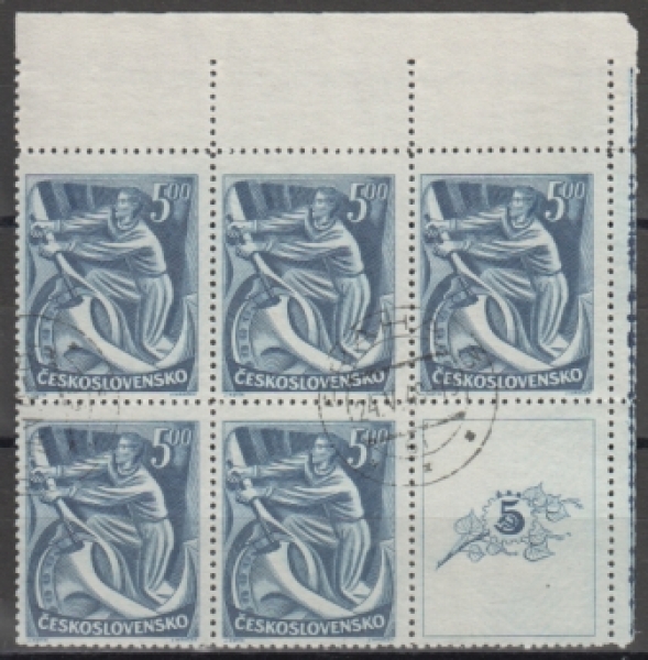 0513 VK - 4 - větší celek 5 známek + 1 K ** - 1949