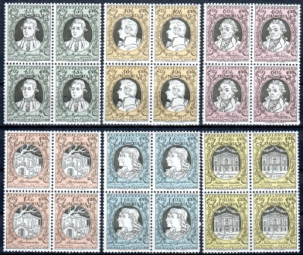 0887 / 0892 čtyřblok ** - 1956