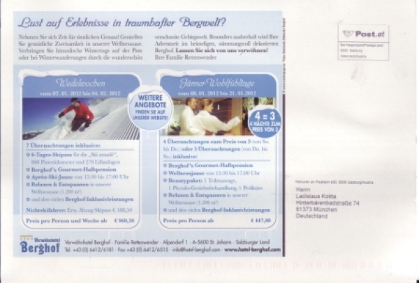 St. Johann im Pongau / Hotel Berghof - A xxxx 95 008 **