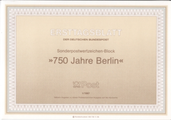 Západní Berlín NL 0772 (BL 8) / 0797 ● - 1987 kompletní ročník