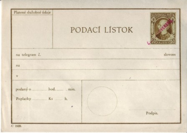 CPL 005 a B - Podací lístek - 1945 **