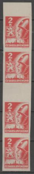 0354 MS (4) meziarší svisle 4 známkové pole ** - 1945