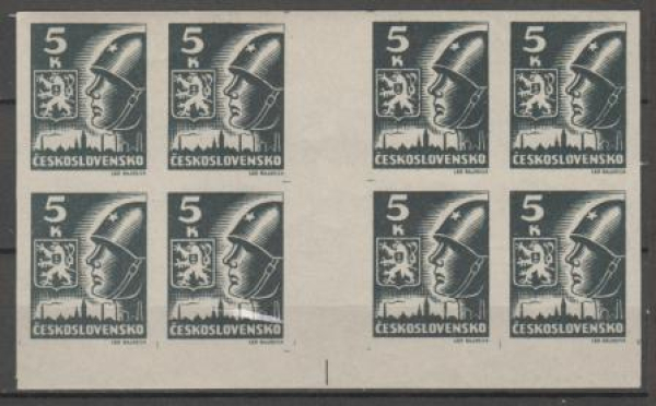 0355 a MS (8) meziarší vodorovně 8 známkových polí ** - 1945