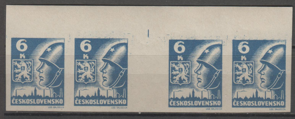 0356 a MS (4) meziarší vodorovně 4 známkové pole ** - 1945