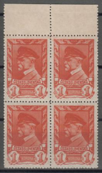 0385 čtyřblok nastavený papír ** - 1945
