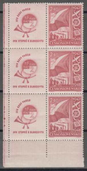 0448 - větší celek 3 známky + 3 K L ** - 1947