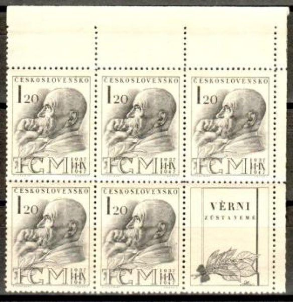 0458 VK 4 - větší celek 5 známek + 1 K P ** - 1947