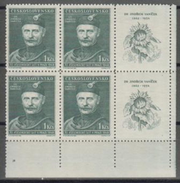 0475 větší celek 4 známky + 2 K P ** - 1948