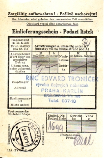 CZ 1945 00 138 ● - s podacím lístkem