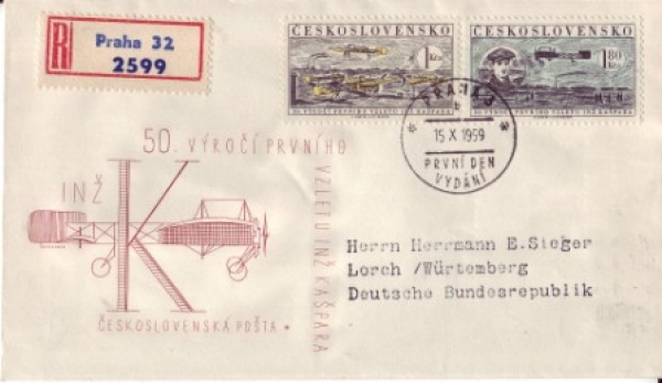 FDC L 0044 - L 0045 - CZ 1959 10 001 ●