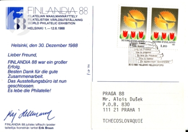 Werbeansichtskarte - CZ 1988 FIN 005 ●