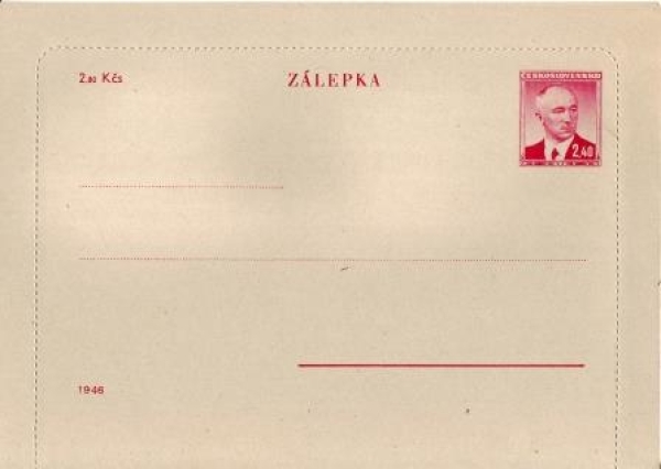 CZL 005 B Kartenbrief Präsident Ed. Benes - CZ 1946 99 011 **