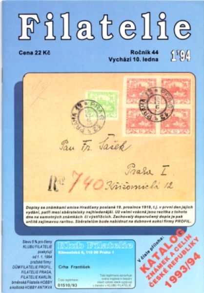 CZ FILATELIE 1994 / 01 - 12 - kompletní ročník