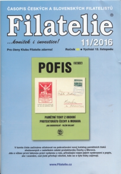 CZ FILATELIE 2016 / 01 - 12 - kompletní ročník