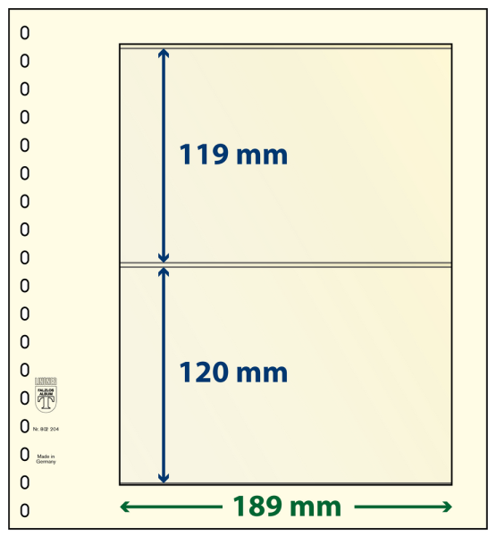 LINDNER - 802204P Prázdné listy T se 2 kapsami: 120 mm