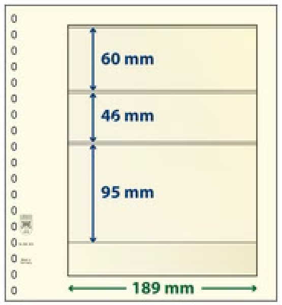LINDNER - 802302 Prázdné listy T se 3 kapsami: 95 mm