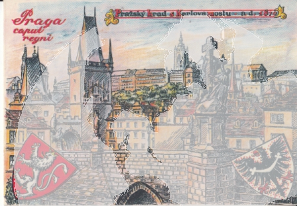 Karlsbrücke + Hradschin (Zeichnung) - CZ xxxx 95 250 **