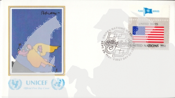 OSN New York FDC 0373 / 0388 - přítisk "UNICEF"  ● - 1981