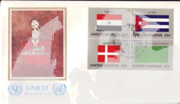 UNO New York FDC 0553 / 0568 Viererblock ● - 1988